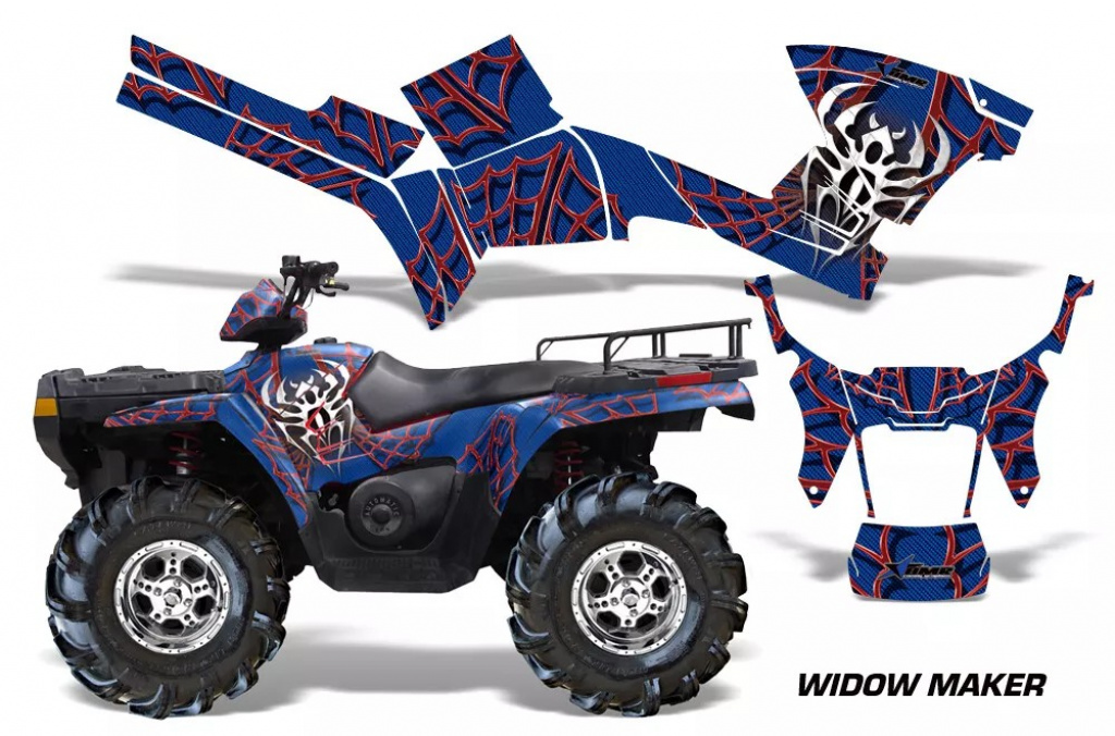 Widow Maker Background = Blue, Design color = Red for Polaris Sportsman 800/700/500 05-10