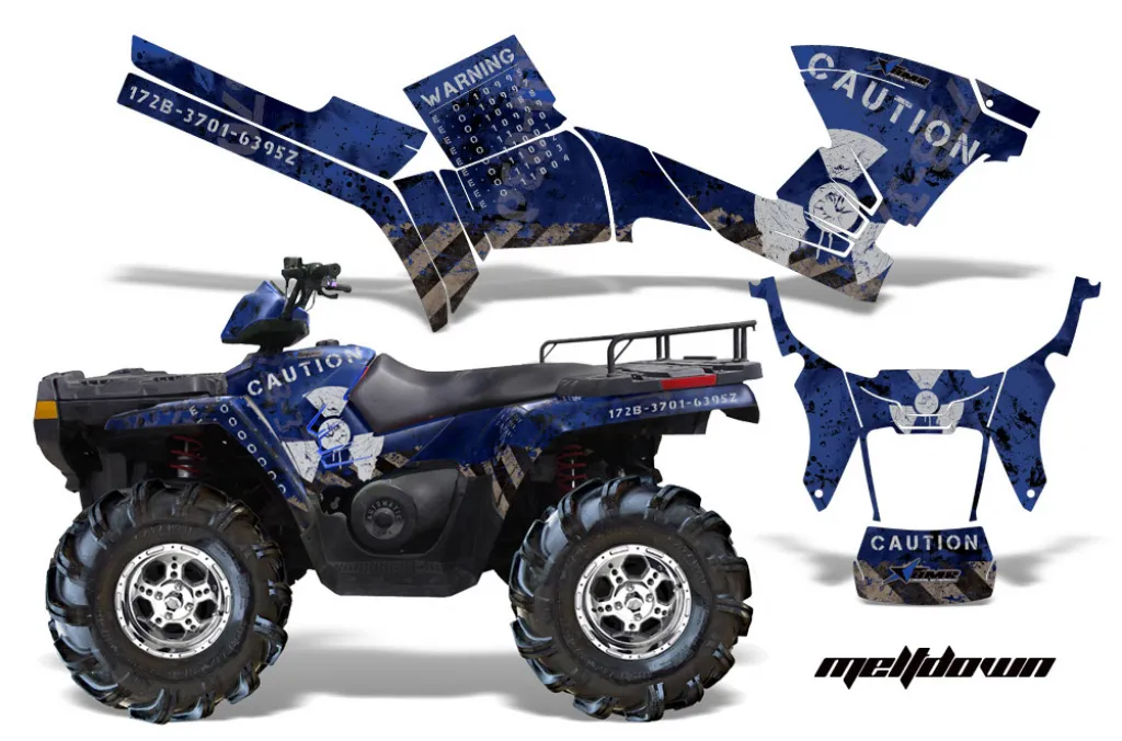 Meltdown Background = Blue, Design color = Silver for Polaris Sportsman 800/700/500 05-10