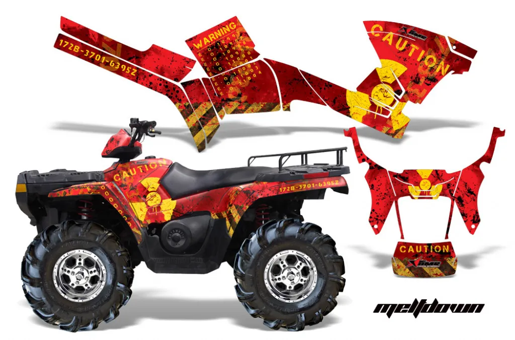 Meltdown Background = Red, Design color = Yellow for Polaris Sportsman 800/700/500 05-10