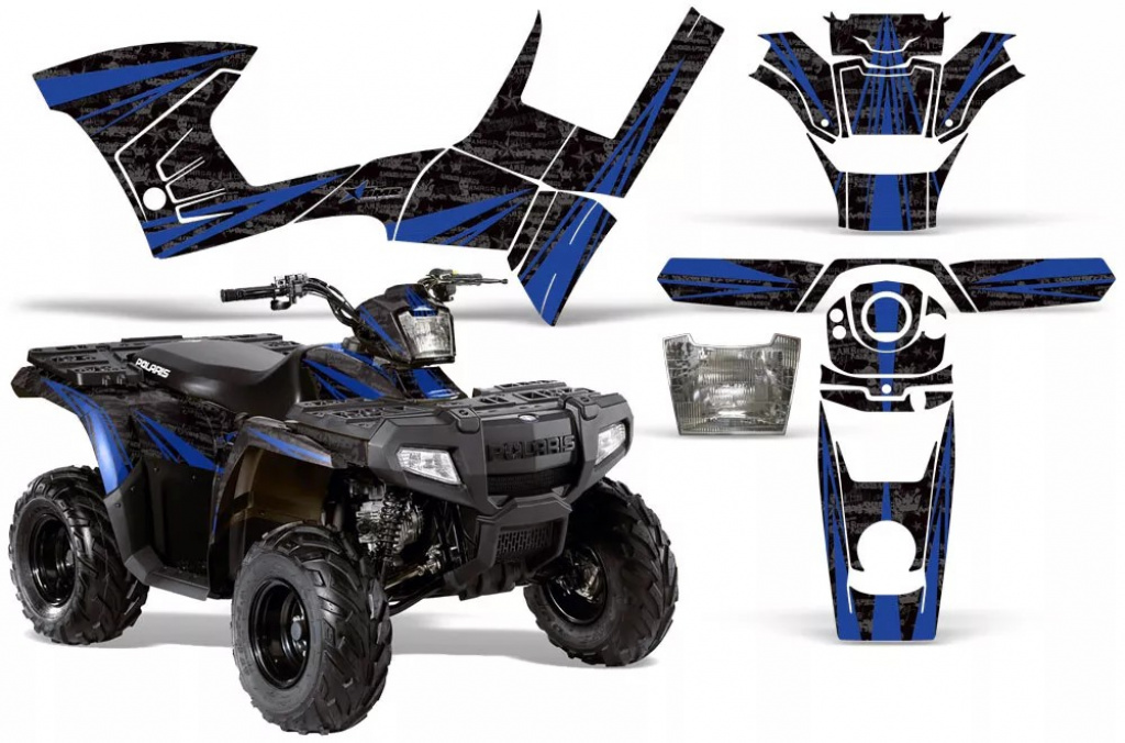Contender Background = Black, Design color = Blue for Polaris Sportsman 90/110