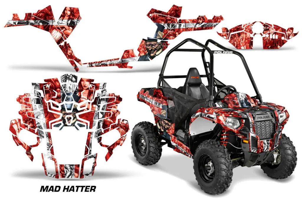 Mad-Hatter Background = Red, Design color = White for Polaris Sportsman ACE 325/570 14-16