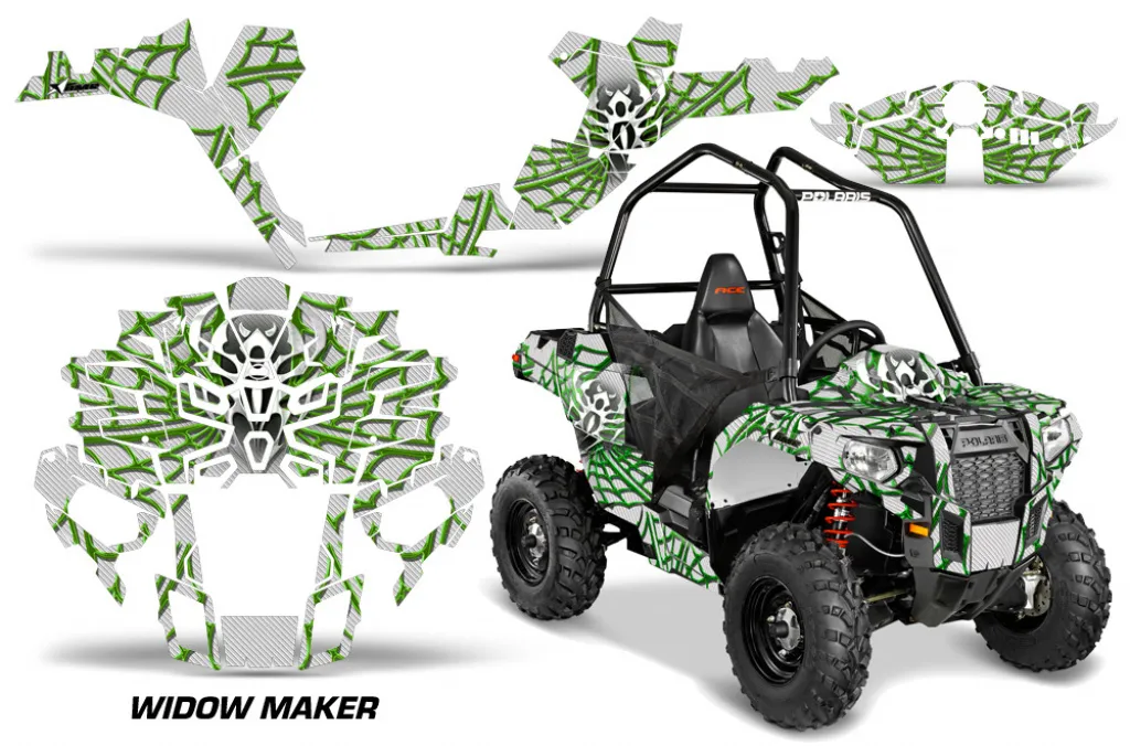 Widow Maker Background = White, Design color = Green for Polaris Sportsman ACE 325/570 14-16