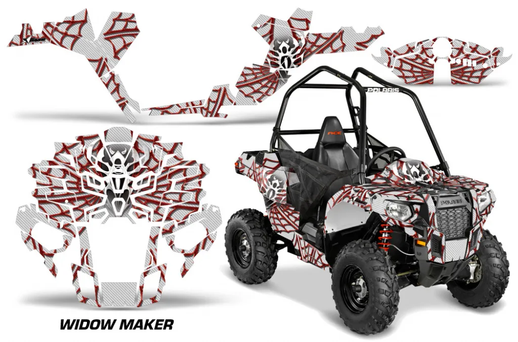 Widow Maker Background = White, Design color = Red for Polaris Sportsman ACE 325/570 14-16