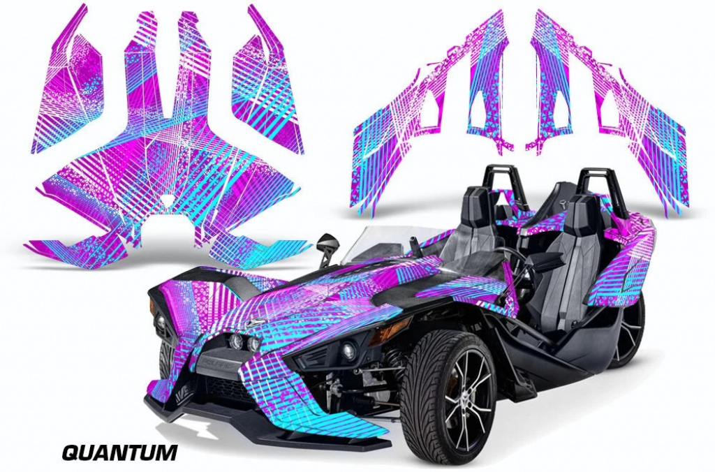 Quantum Hintergrund = Pink, Designfarbe = Teal Blau für Polaris Slingshot SL15-23