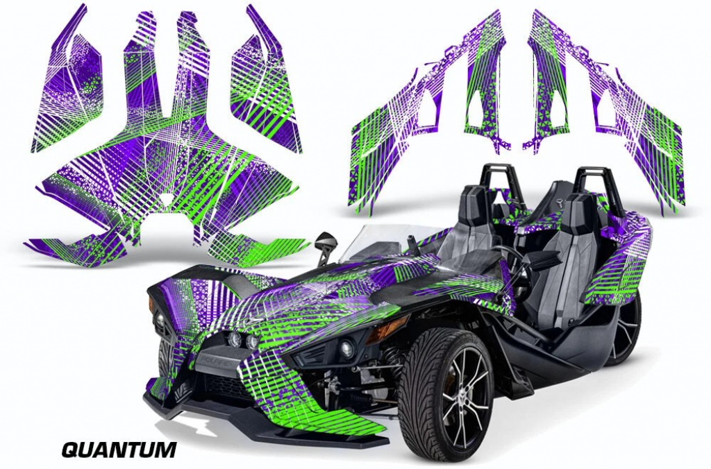 Quantum Hintergrund = Lila, Designfarbe = Grün für Polaris Slingshot SL15-23