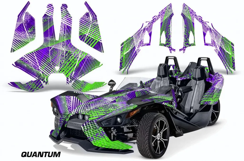 Quantum Hintergrund = Lila, Designfarbe = Grün für Polaris Slingshot SL15-23