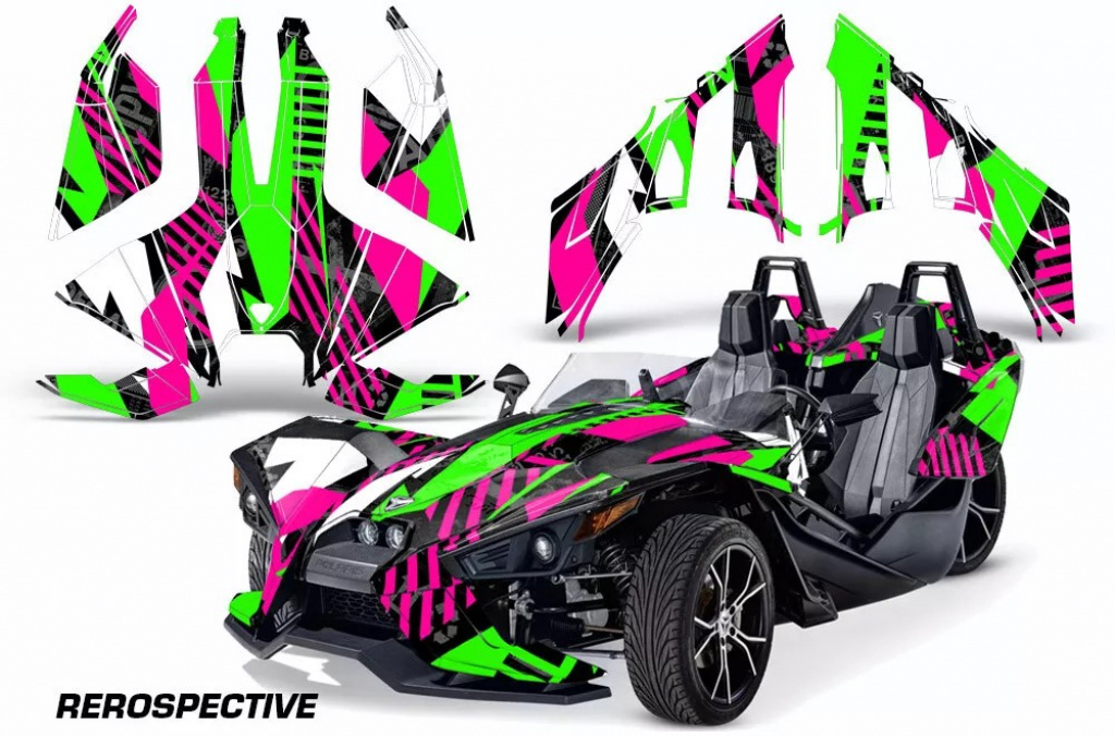 Retrospective Hintergrund = Pink, Designfarbe = Grün für Polaris Slingshot SL15-23
