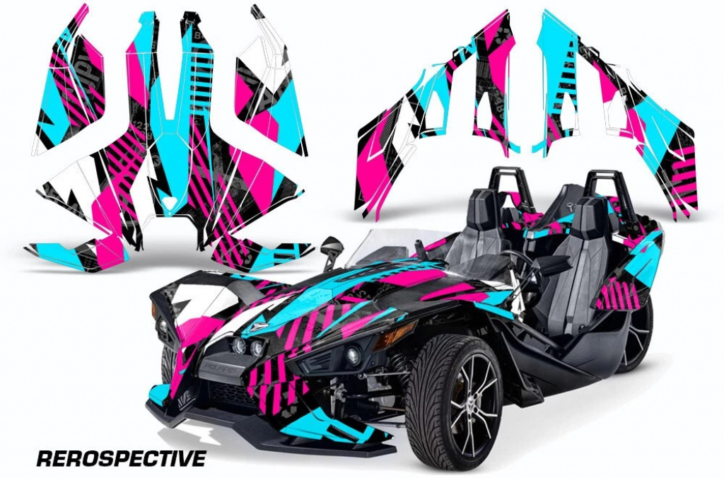 Retrospective Hintergrund = Pink, Designfarbe = Teal Blau für Polaris Slingshot SL15-23
