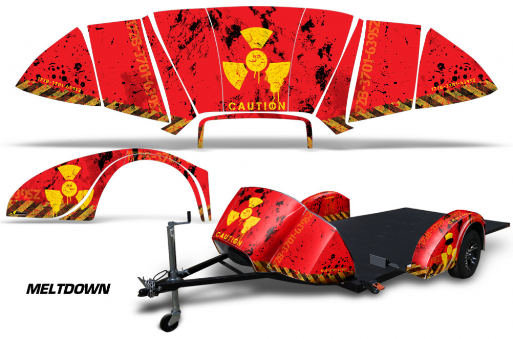 Meltdown Hintergrund = Rot, Designfarbe = Gelb für Polaris Slingshot Trailer Ulimate