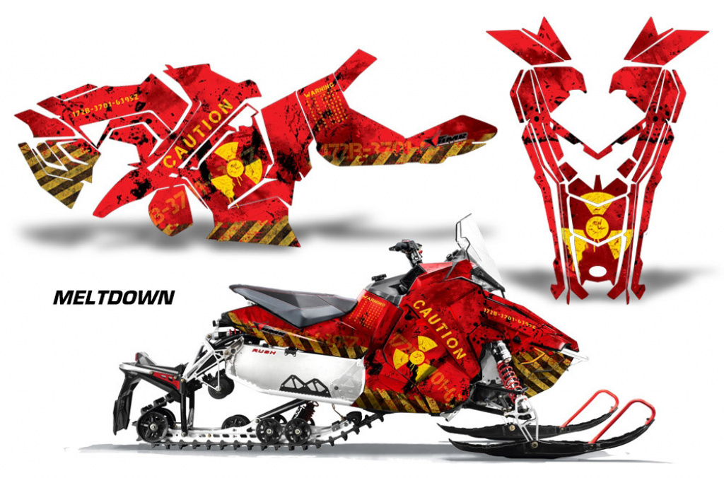Meltdown Hintergrund = Rot, Designfarbe = Gelb für Polaris Axys Rush Pro S/Switchback Pro S/Adventure 15+