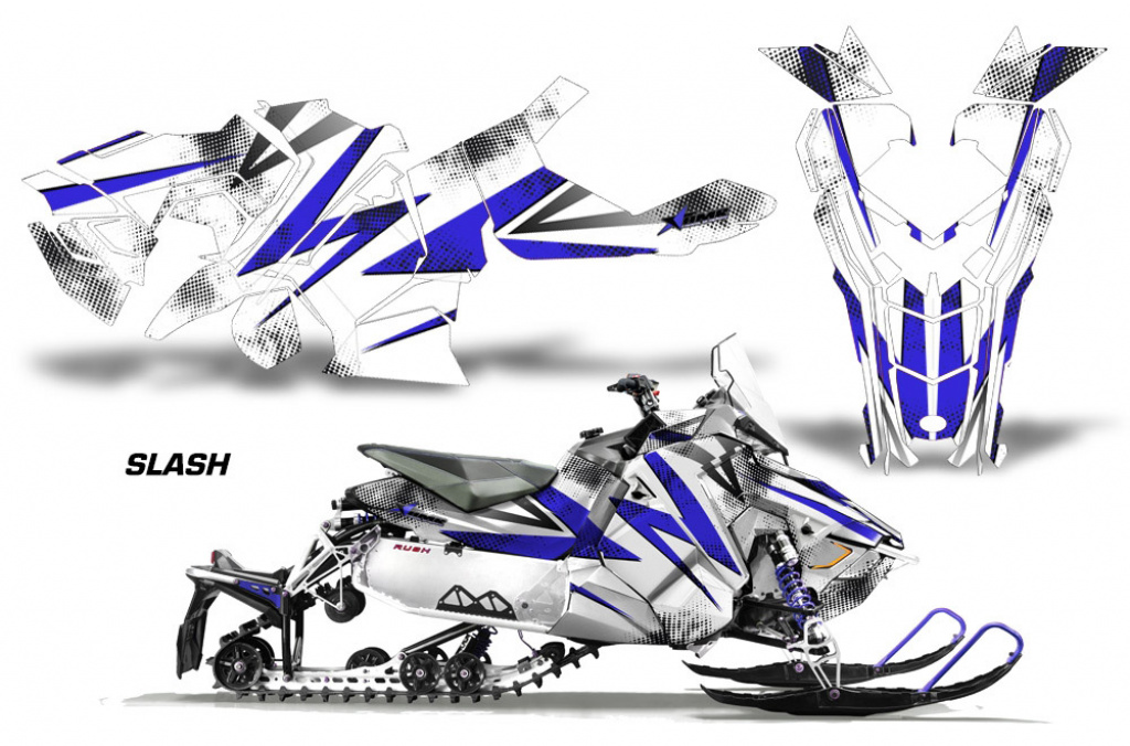 Slash Hintergrund = Weiß, Designfarbe = Blau für Polaris Axys Rush Pro S/Switchback Pro S/Adventure 15+