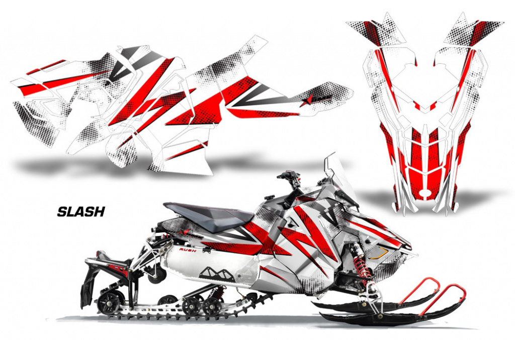 Slash Hintergrund = Weiß, Designfarbe = Rot für Polaris Axys Rush Pro S/Switchback Pro S/Adventure 15+