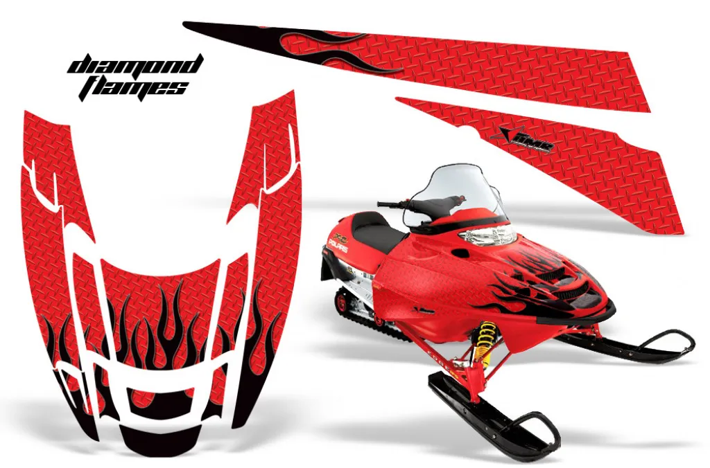 Diamond Flames Hintergrund = Rot, Designfarbe = Schwarz für Polaris Edge