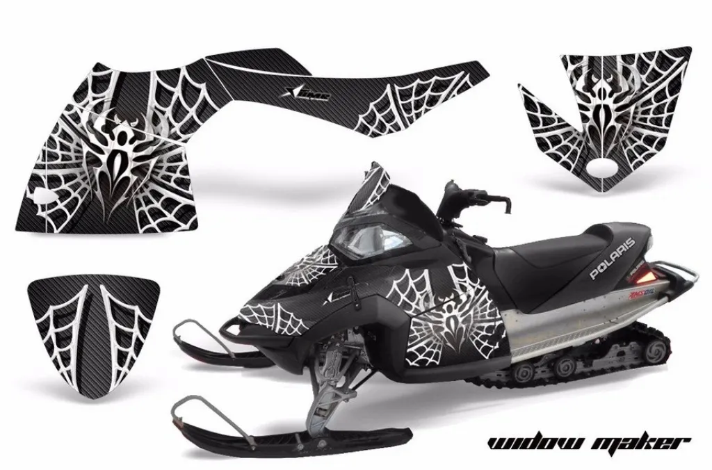 Widow Maker Hintergrund = Schwarz, Designfarbe = Weiß für Polaris Fusion 05-07