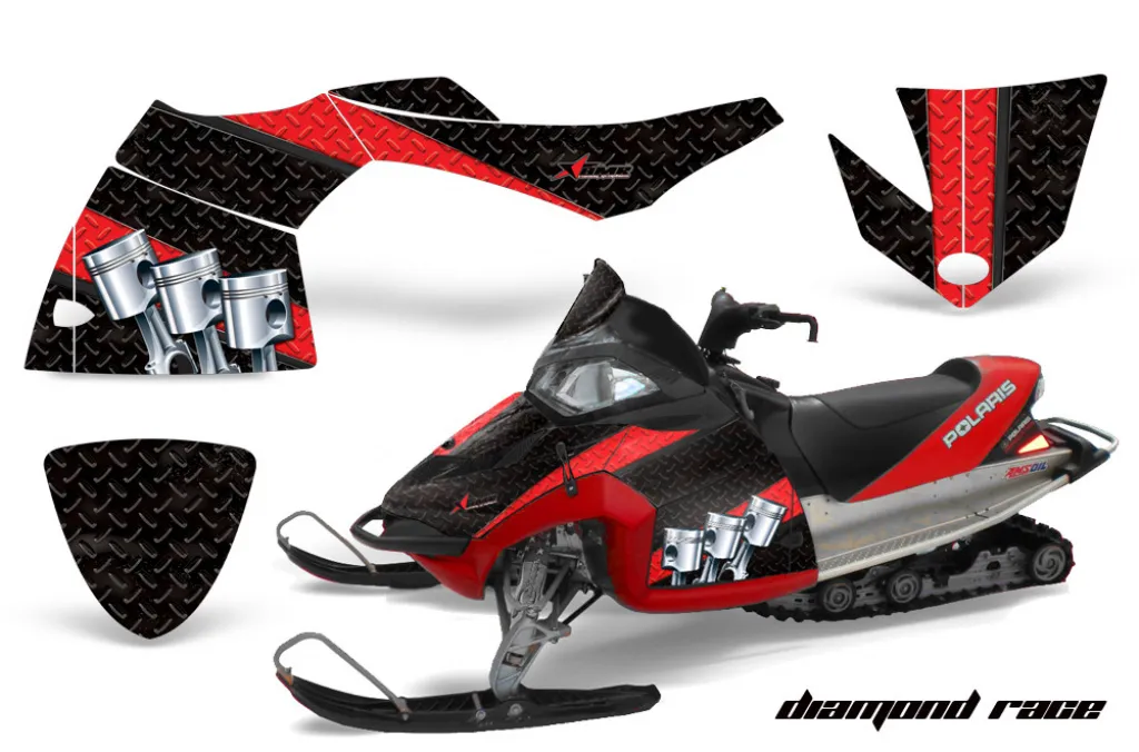 Diamond Race Hintergrund = Schwarz, Designfarbe = Rot für Polaris Fusion 05-07