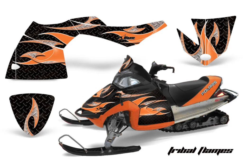 Tribal Flames Hintergrund = Schwarz, Designfarbe = Orange für Polaris Fusion 05-07