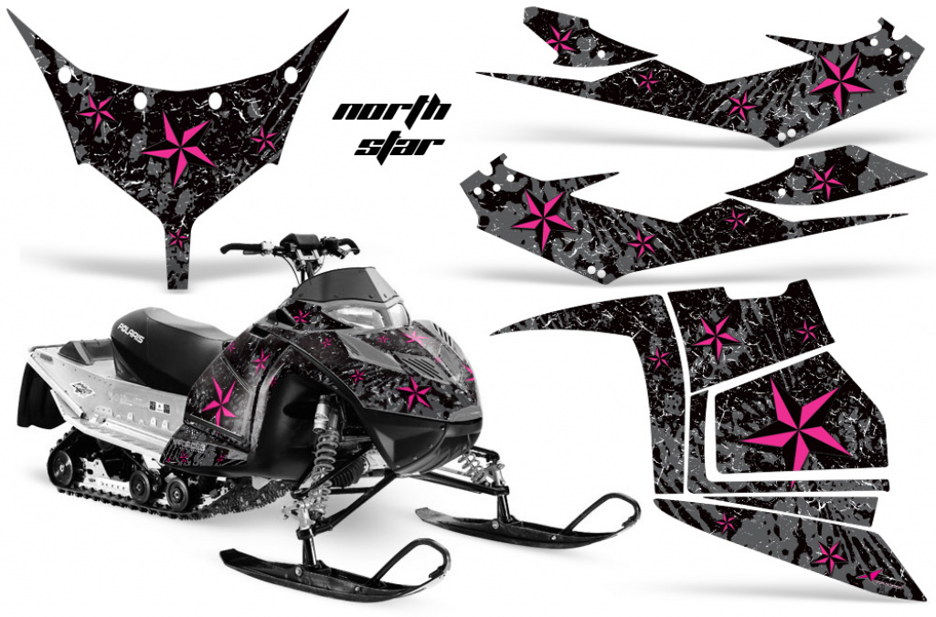 Northstar Hintergrund = Schwarz, Designfarbe = Pink für Polaris IQ Race 600 05-18