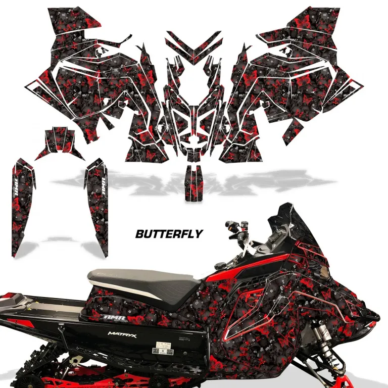 Butterfly Hintergrund = Schwarz, Designfarbe = Rot für Polaris Matryx Indy Assault 21+