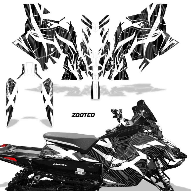 Zooted Hintergrund = Schwarz, Designfarbe = Weiß für Polaris Matryx Indy Assault 21+