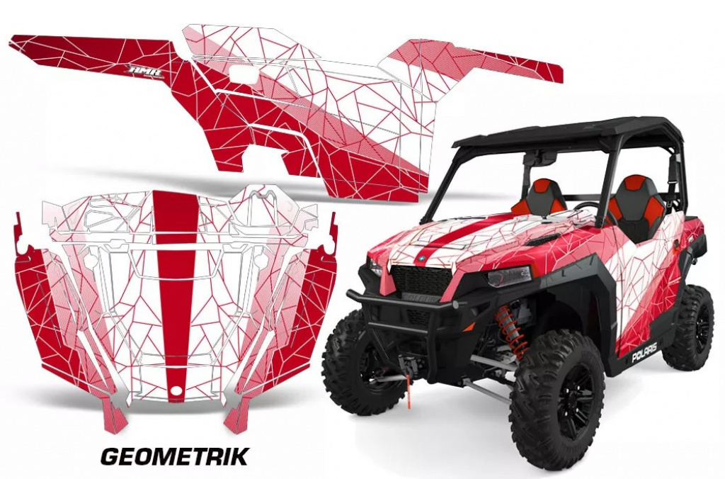 Geometrik Hintergrund = Weiß, Designfarbe = Rot für Polaris General 2 Türer 2016+