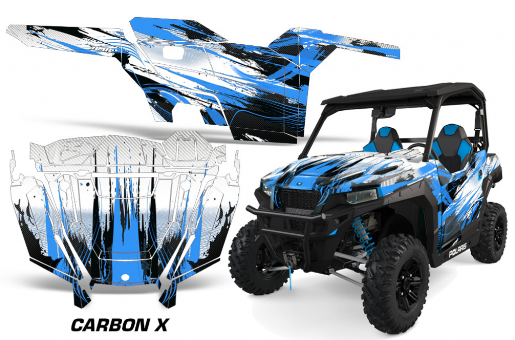 Carbon-X Blau für Polaris General 2 Türer 2016+
