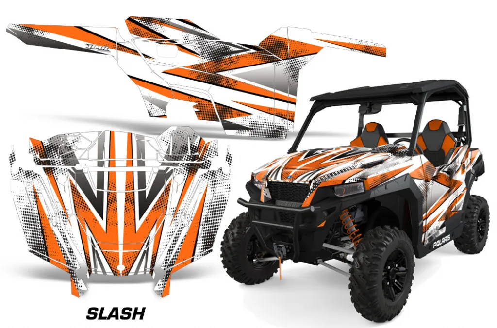 Slash Background = White, Design color = Orange for Polaris General 2 Door 2016-2022