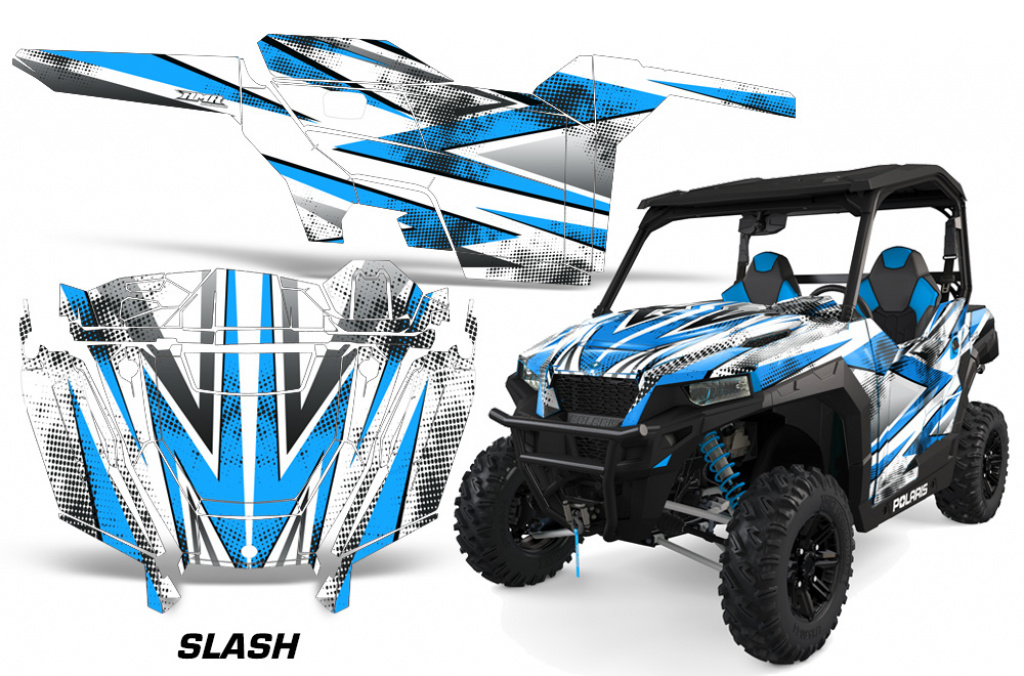 Slash Hintergrund = Weiß, Designfarbe = Blau für Polaris General 2 Türer 2016+