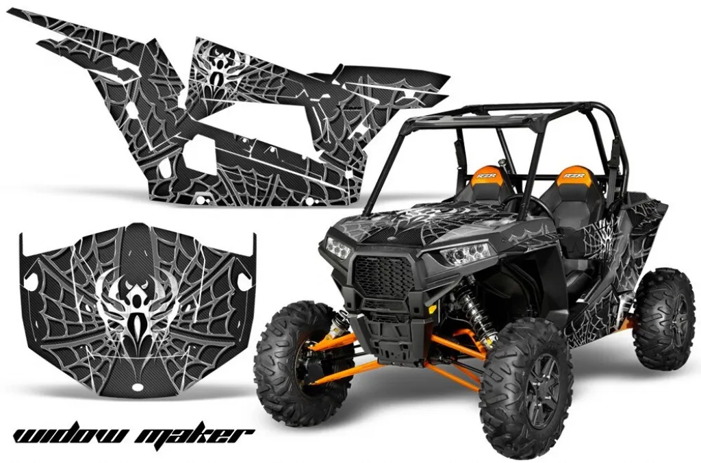 Widow Maker Hintergrund = Schwarz, Designfarbe = Silver für Polaris RZR 1000 XP 2 Türer 13-18