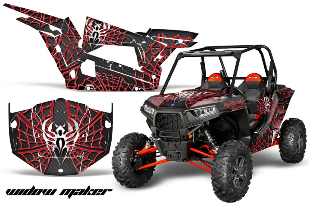 Widow Maker Hintergrund = Schwarz, Designfarbe = Rot für Polaris RZR 1000 XP 2 Türer 13-18