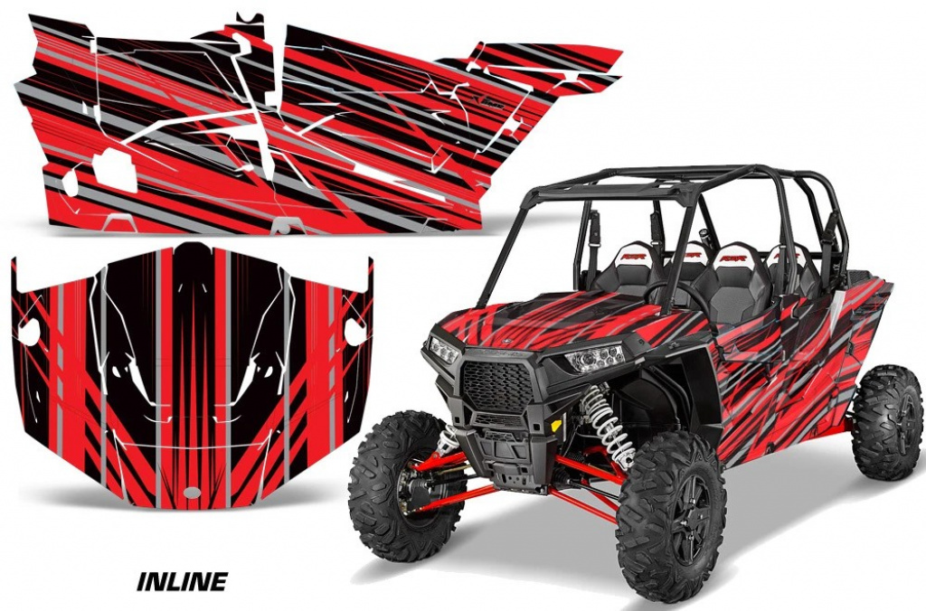 InLine Hintergrund = Schwarz, Designfarbe = Rot für Polaris RZR 1000 XP 4 Türer 13-18