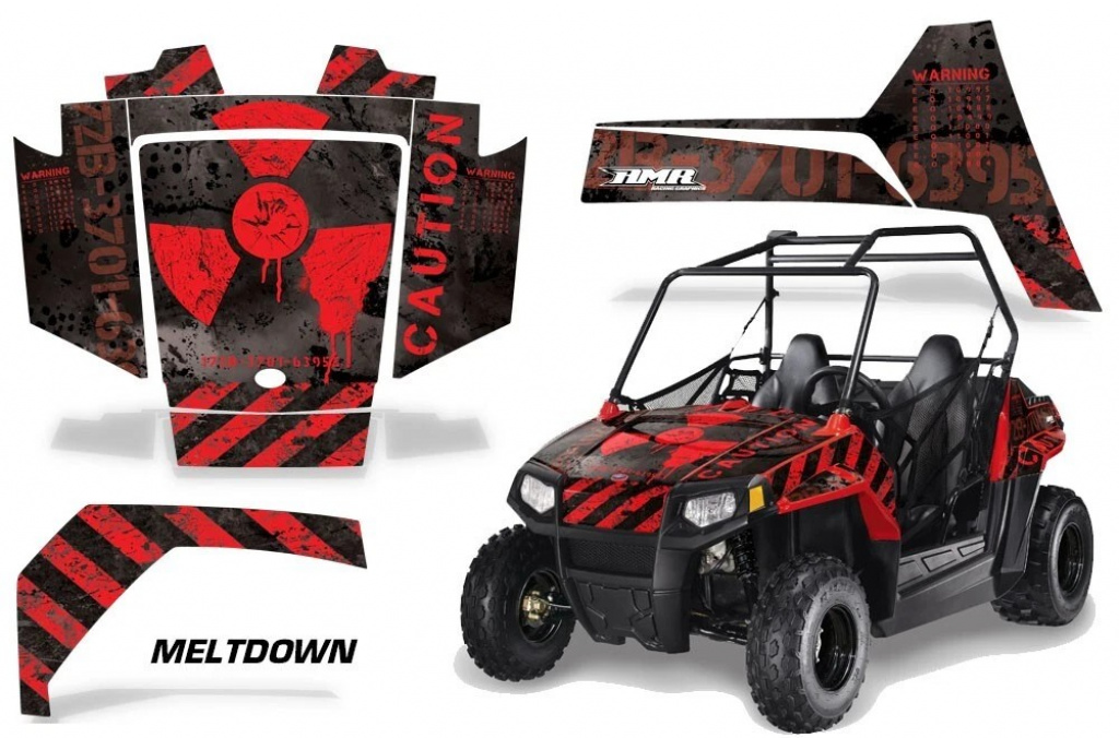 Meltdown Hintergrund = Schwarz, Designfarbe = Rot für Polaris RZR 170