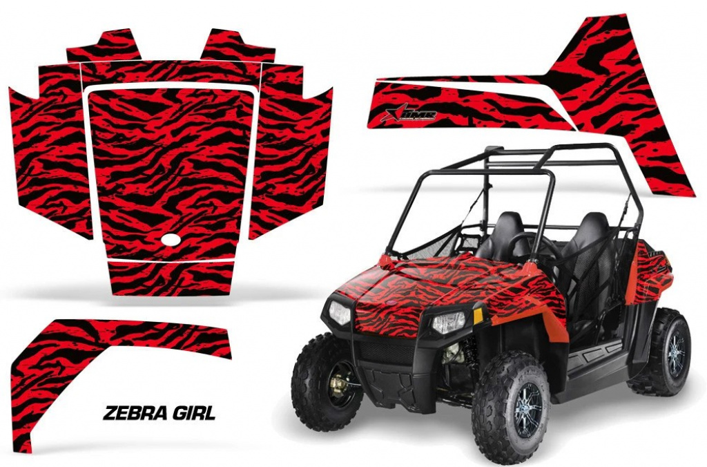 Zebra Girl Hintergrund = Schwarz, Designfarbe = Rot für Polaris RZR 170