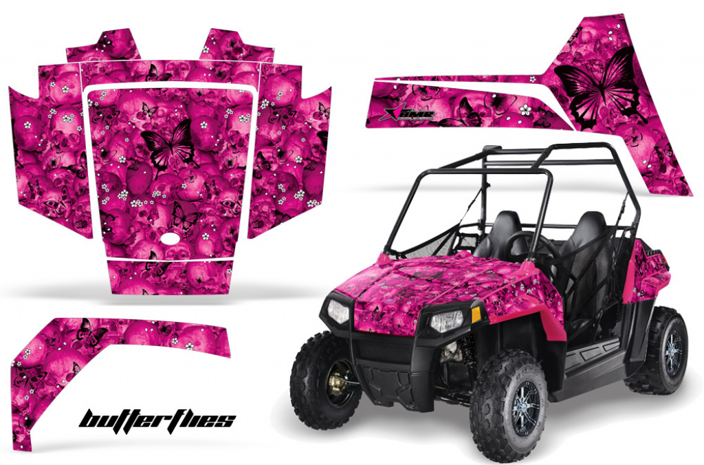 Butterfly Hintergrund = Pink, Designfarbe = Schwarz für Polaris RZR 170