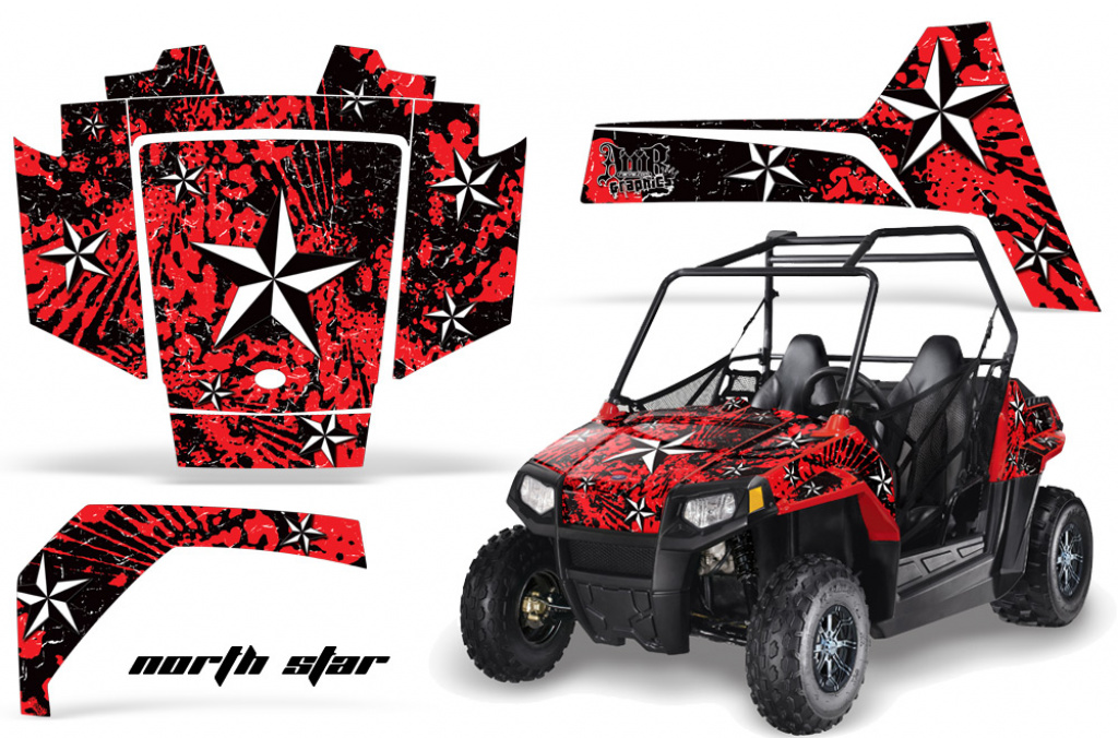 Northstar Hintergrund = Rot, Designfarbe = Weiß für Polaris RZR 170