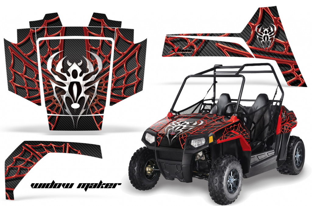 Widow Maker Hintergrund = Schwarz, Designfarbe = Rot für Polaris RZR 170