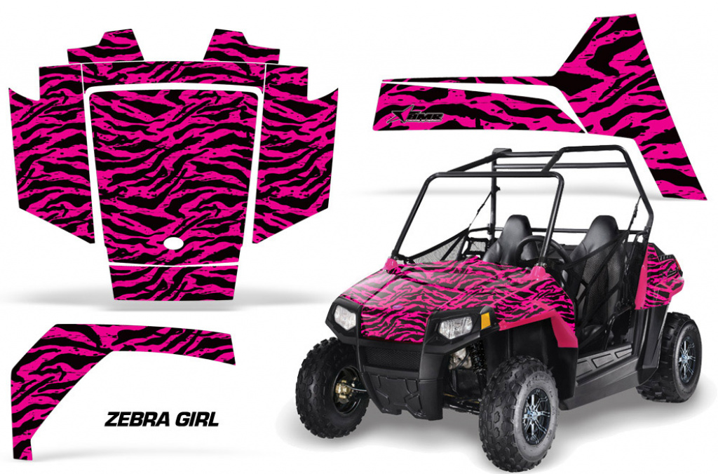 Zebra Girl Hintergrund = Schwarz, Designfarbe = Pink für Polaris RZR 170