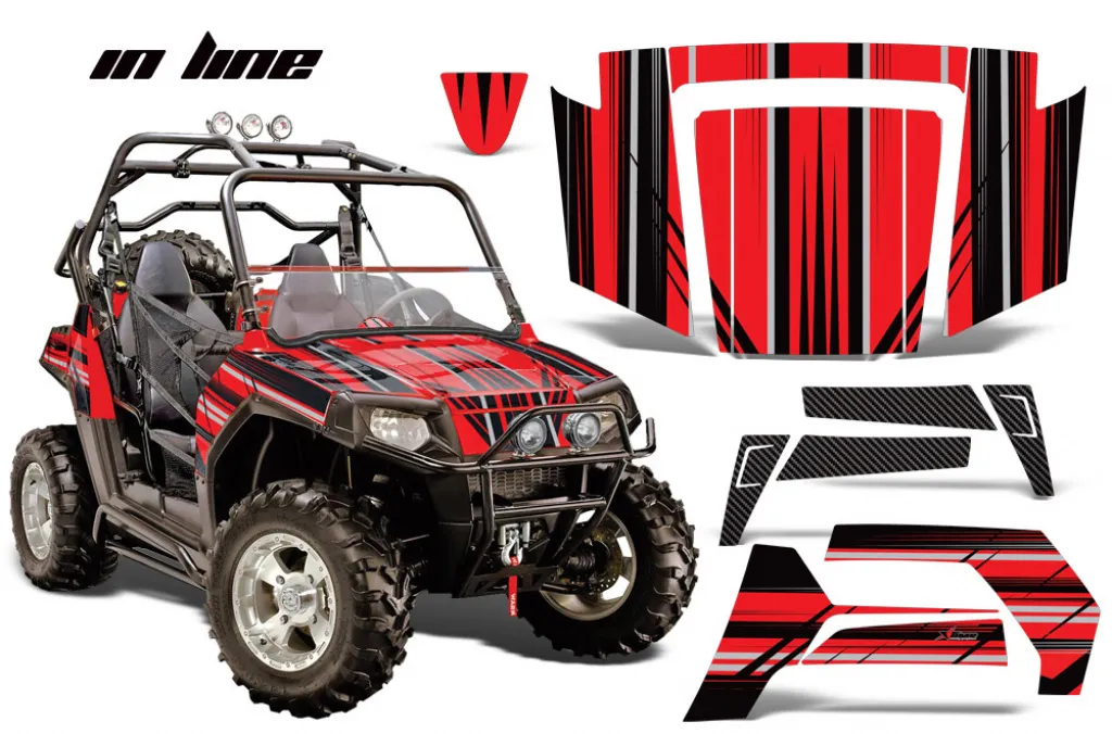 InLine Hintergrund = Schwarz, Designfarbe = Rot für Polaris RZR 800/s 06-10