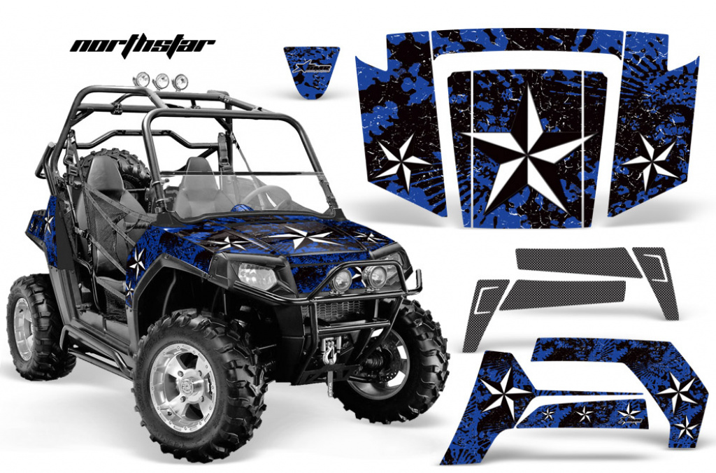 Northstar Hintergrund = Blau, Designfarbe = Weiß für Polaris RZR 800/s 06-10