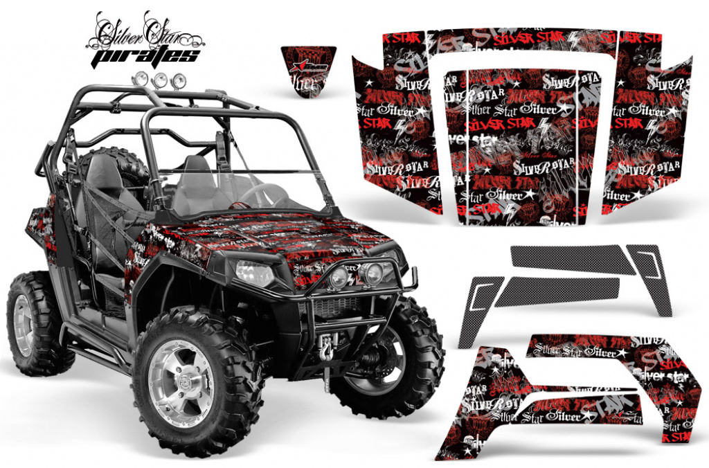 Silverstar - Silverhaze Hintergrund = Schwarz, Designfarbe = Rot für Polaris RZR 800/s 06-10