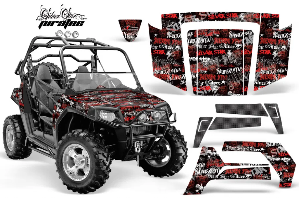 Silverstar - Silverhaze Hintergrund = Schwarz, Designfarbe = Rot für Polaris RZR 800/s 06-10