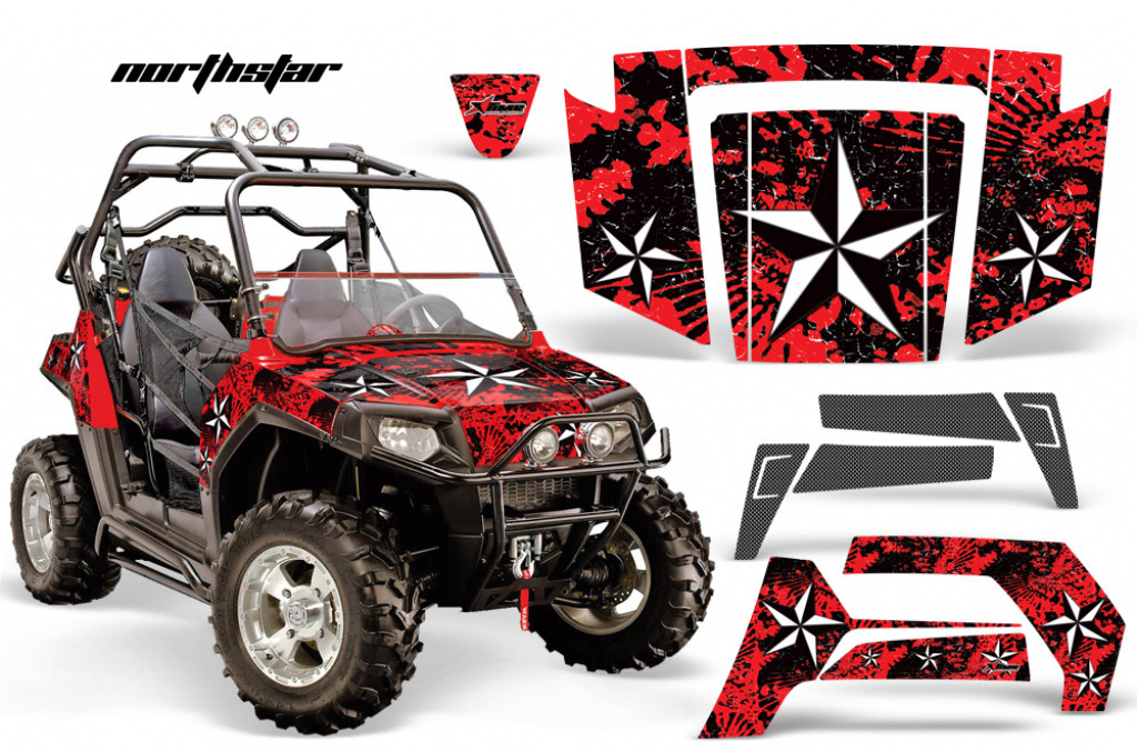Northstar Hintergrund = Rot, Designfarbe = Weiß für Polaris RZR 800/s 06-10