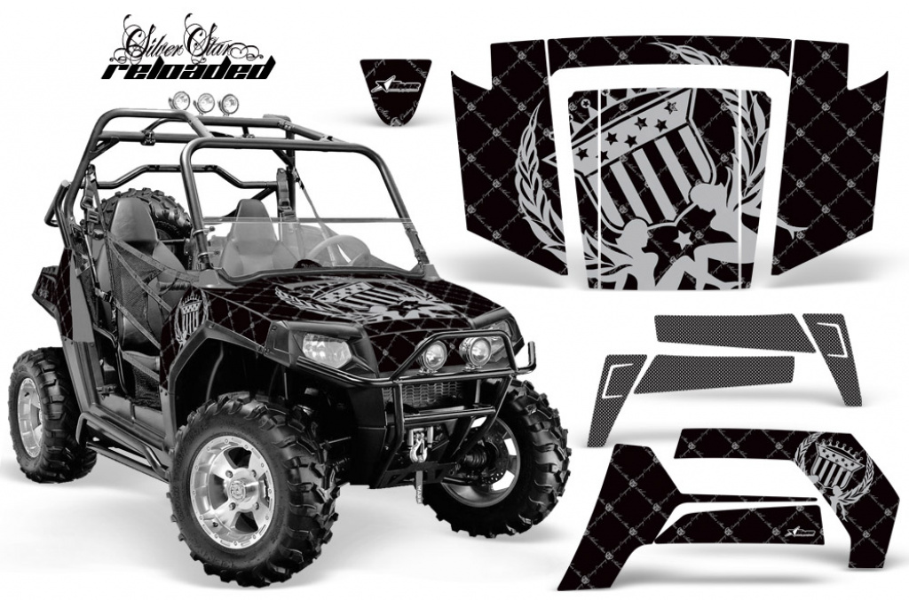 SilverStar - Reloaded Hintergrund = Schwarz, Designfarbe = Silber für Polaris RZR 800/s 06-10