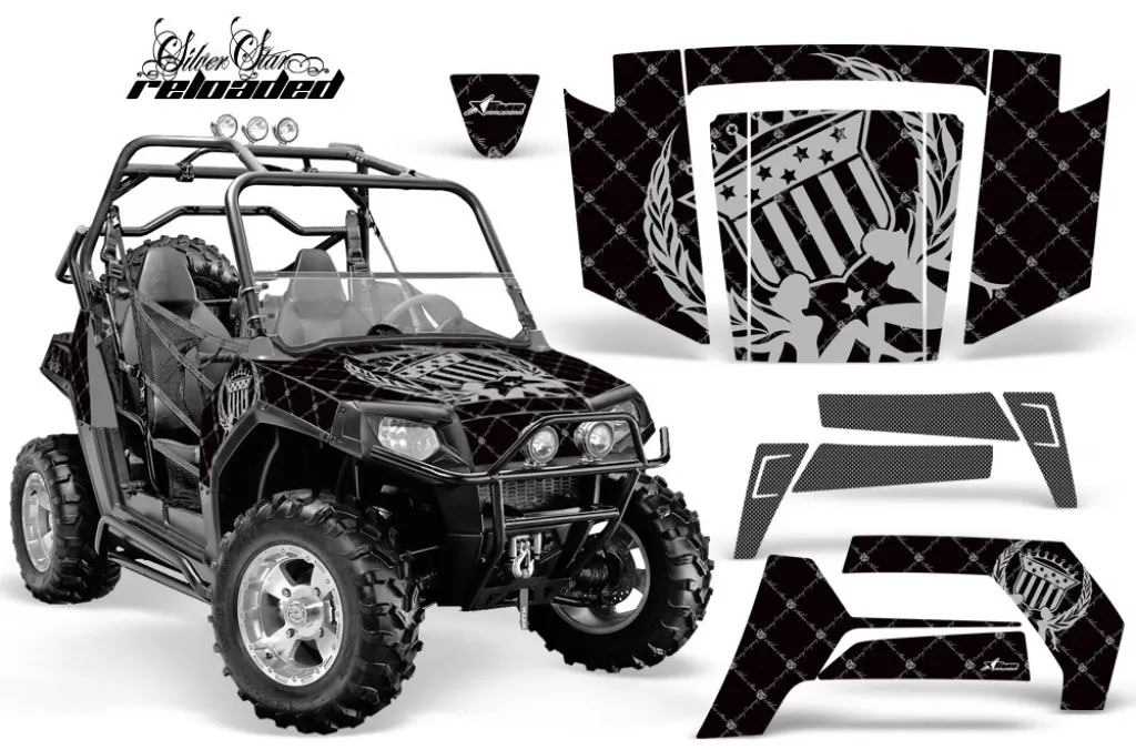 SilverStar - Reloaded Hintergrund = Schwarz, Designfarbe = Silber für Polaris RZR 800/s 06-10