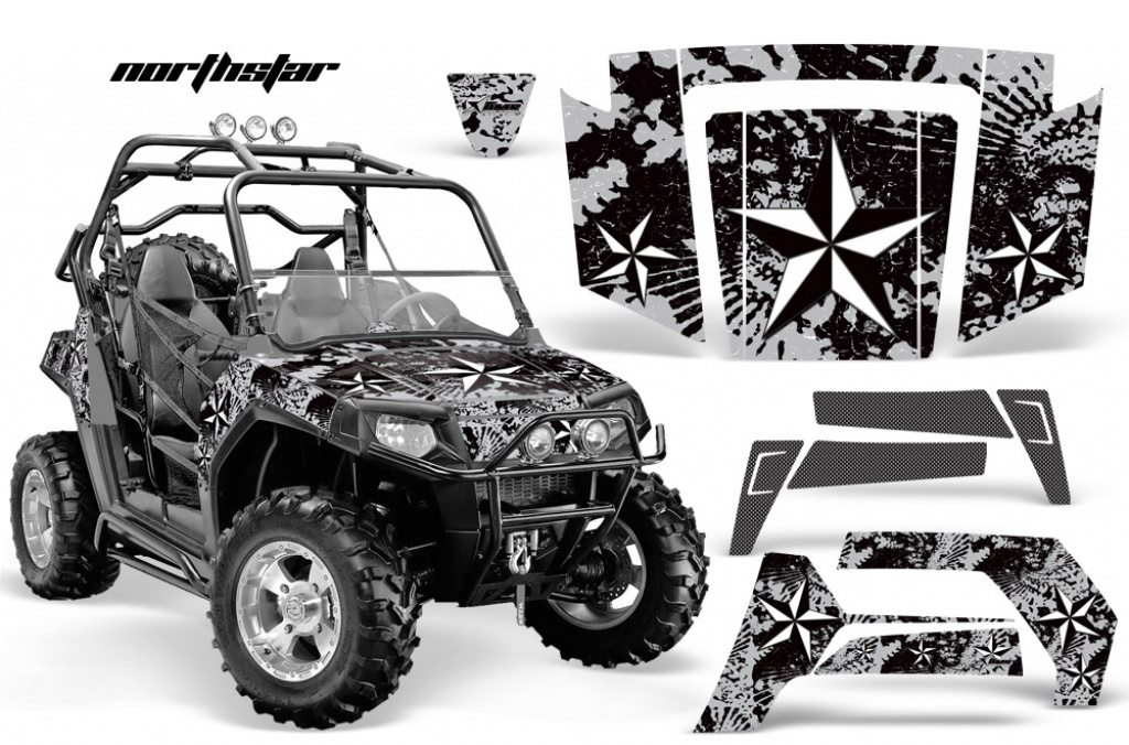 Northstar Hintergrund = Silber, Designfarbe = Weiß für Polaris RZR 800/s 06-10