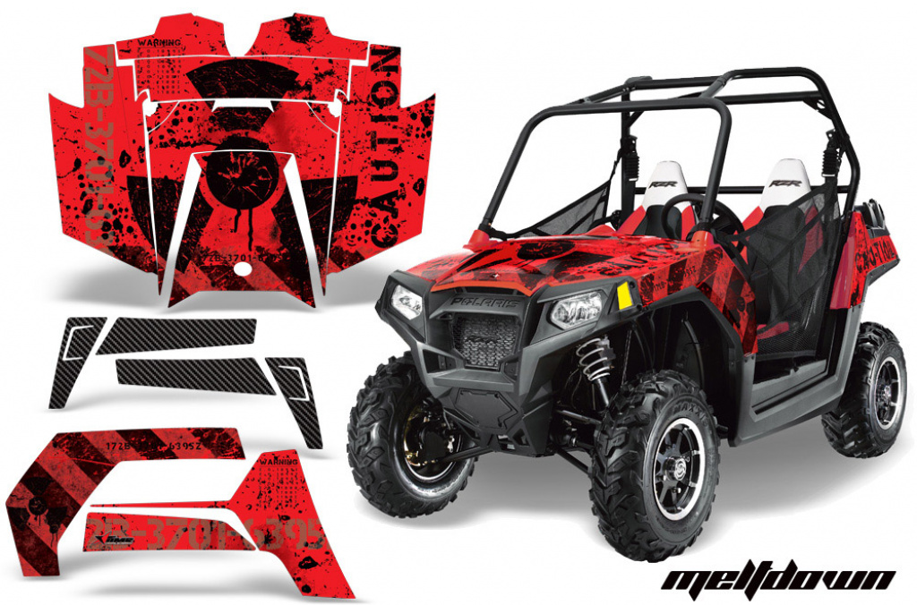 Meltdown Hintergrund = Rot, Designfarbe = Schwarz für Polaris RZR 800/s 11-14