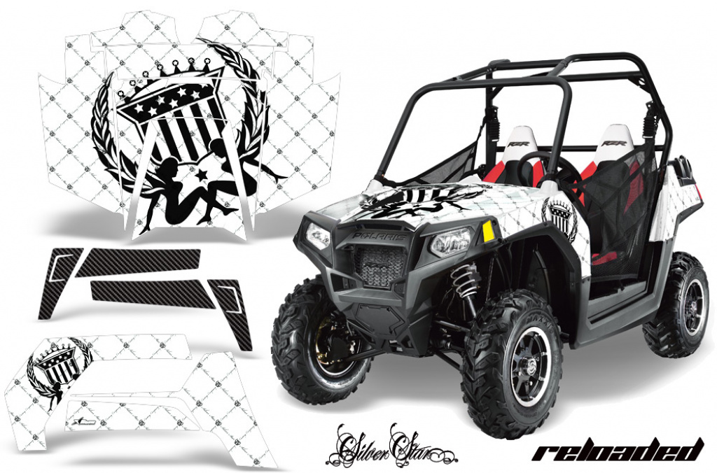 Silverstar - Reloaded Hintergrund = Weiß, Designfarbe = Schwarz für Polaris RZR 800/s 11-14