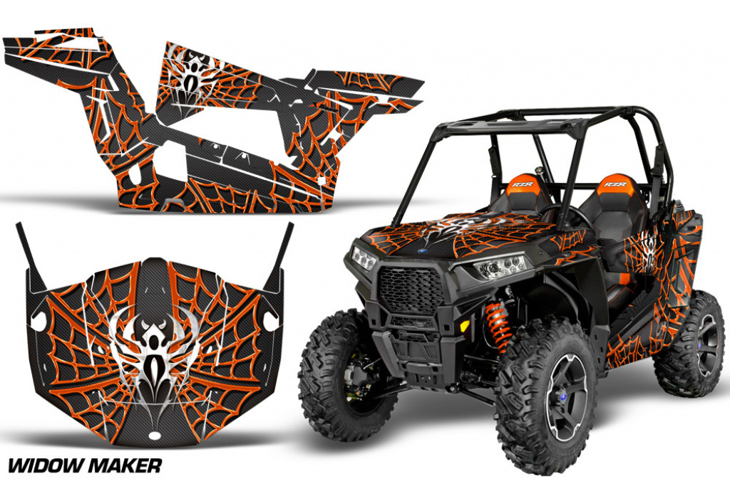 Widow Maker Hintergrund = Schwarz, Designfarbe = Orange Polaris RZR 900S/1000S 2 Türer 15-20