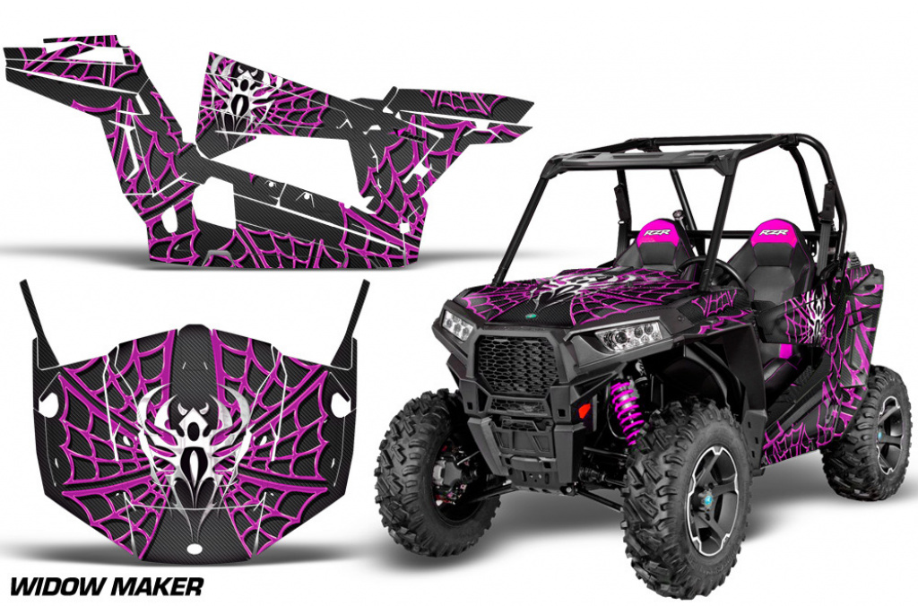 Widow Maker Hintergrund = Schwarz, Designfarbe = Pink für Polaris RZR 900S/1000S 2 Türer 15-20