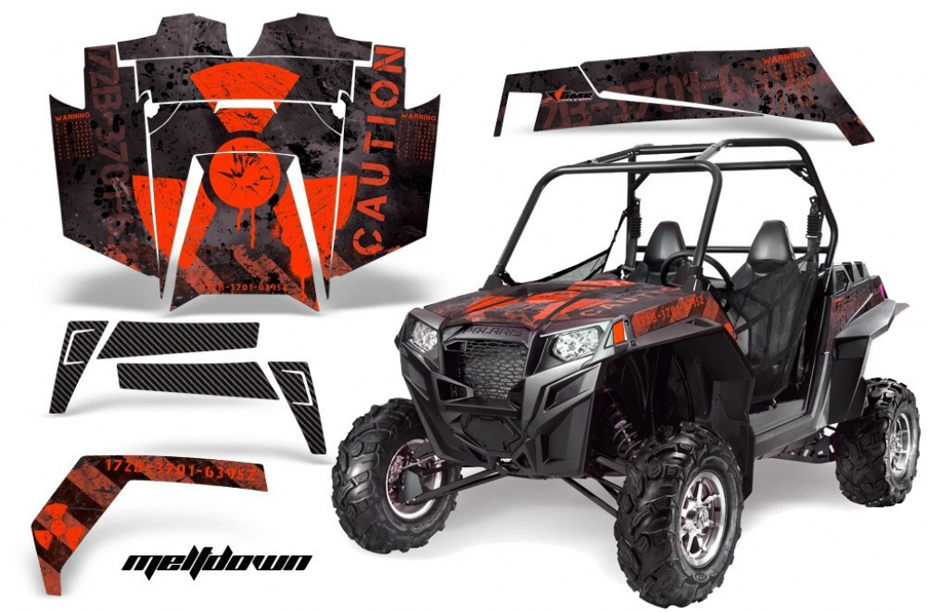 Meltdown Hintergrund = Schwarz, Designfarbe = Rot für Polaris RZR 900XP 11-14