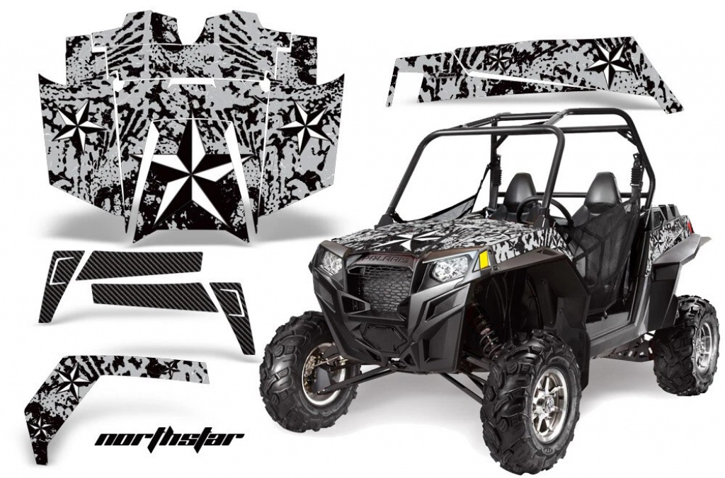 Northstar Hintergrund = Silber, Designfarbe = Weiß für Polaris RZR 900XP 11-14